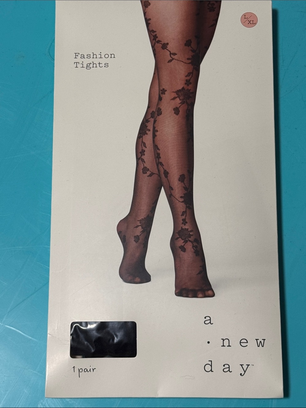 a new day Black Floral Vine Sheer Tights